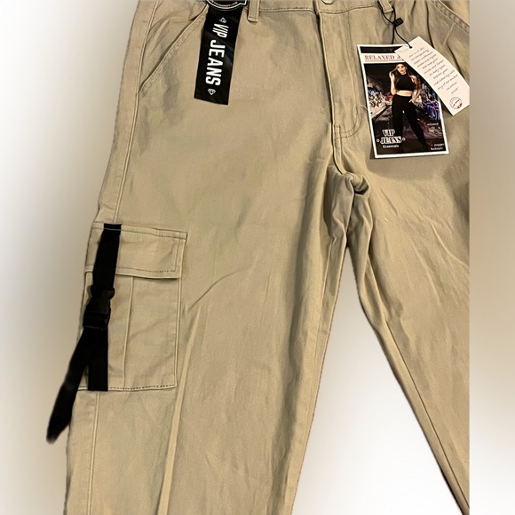 VIP Jeans Relaxed Joggers Essentials Khaki Relaxed Size 9/10 Stretch Cargos NWT - Picture 12 of 15
